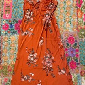 One Clothing Vibrant Orange Floral Dress
